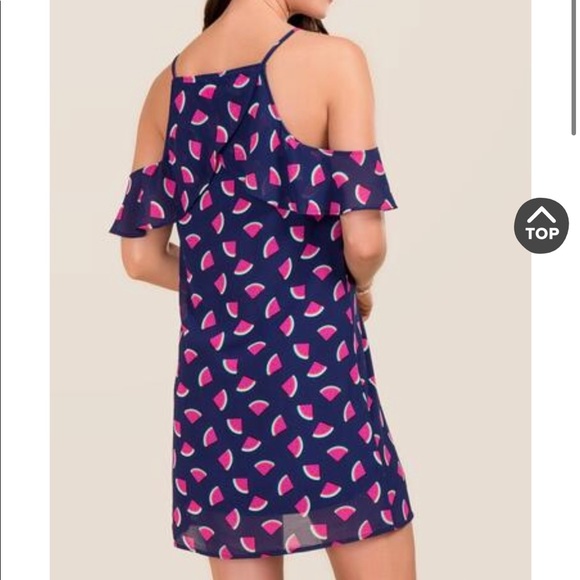 Francesca’s Watermelon Ruffle Shift Dress, size S - Picture 2 of 3